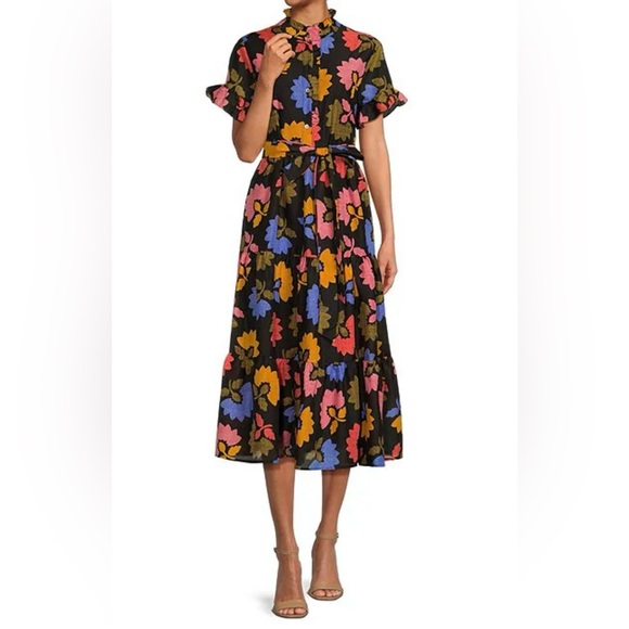 j.marie Dresses & Skirts - j. marie floral printed belted midi dress